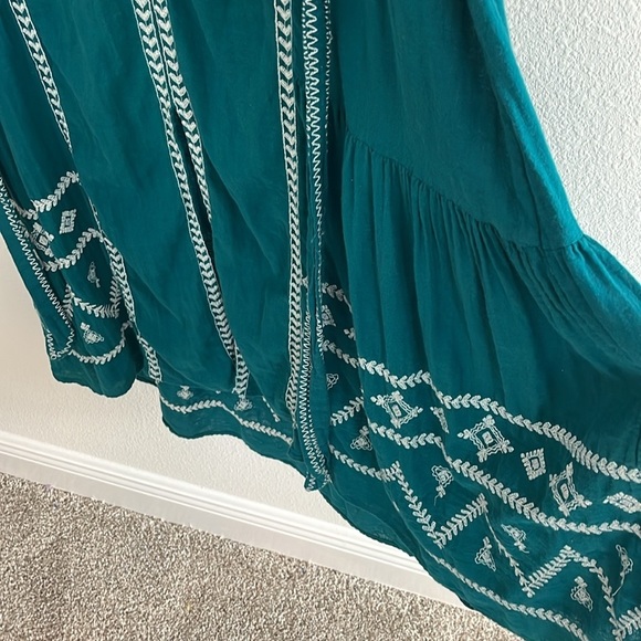 Zara Teal Embroidered Midi Dress - Picture 7 of 9